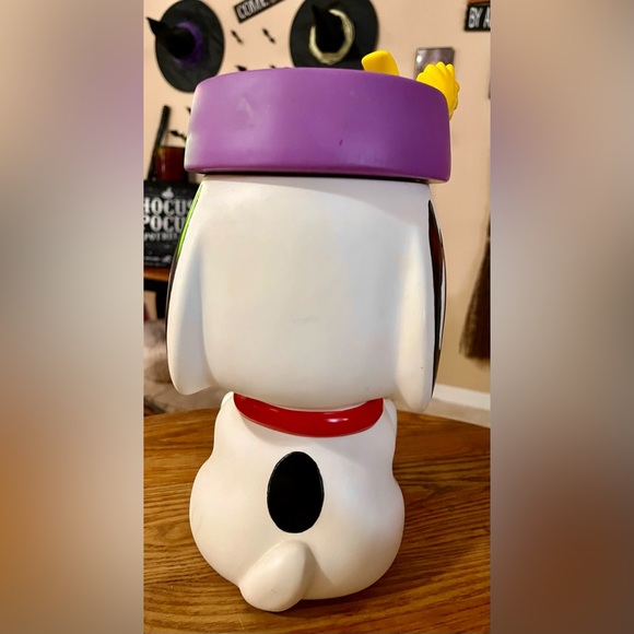 RARE Vtg 80’s Peanuts Snoopy & Woodstock Vinyl Cookie Jar or Dog Treats - Picture 2 of 12